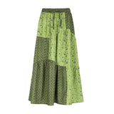 Fongt Niche Retro Print Bumps National Wind Low-Waist Tie With Large Swings Thin Half-Body Skirts 2025 New Model