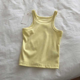 Fongt Cotton Slim Elastic Vest Female Spring And Summer New Pure Color Contracted Inside And Outside The Navel Base Sling-Outfit