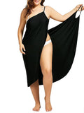 Fongt New Plus Size Dress Solid Color Sexy Sling Beach