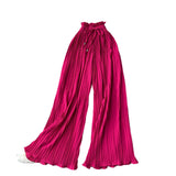 Fongt Wear High-Rise Straps With A Hundred Laps Of Casual Pants Women Micro-Fat Large Size Showing Lean Meat Hangings Wide Legs Of Hundreds Of Folded Trousers