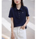 Fongt Vintage Red Elegant POLO T-Shirt 2025 Summer New Commuting Shoulder Slim T-Shirt