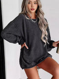 Fongt Large-Size Women's Fashion Leisure Daily Solid Color Buff Long-Sleeved Collar Collar Collar
