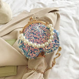 Clip Shining Shoulder Bags Chains Evening Handbags Bling Pearl Clutch Bag Chain Wedding Dinner Purses Luxury Designer