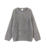 Fongt Selling Pure Color Imitation Marten Netted Round Sweater Women 2025 New Soft Knitting Base Model