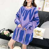 Stripes Knitting Women's Pullovers Sweater Drop Shoulder Long Sleeve Loose Sweaters 2021 Autumn Winter Lady Fashion