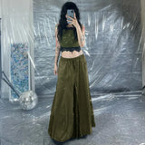 Fongt Retro Lace Splicing High-Waisted Slim-Skin Dress Woman 2025 Summer Babes INS New A Skirt