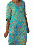 Elegant Floral Print Dress 703-0-Outfit