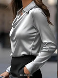 Fongt And Autumn Temperament Solid Color Vertebery Collar Women's Shirt