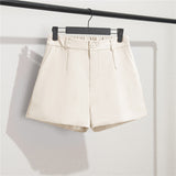 Fongt And Summer Slim Show Thin Shorts Female Blue New 2024 Korean Version Design Sense Casual A Word Wear Wide-Leg Pants-Outfit