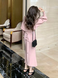 Pink Elegant Two Piece Sweater Set Women Loose Warm Knitted Sweater Suit Female Bow Casual Korean Fashion Chic Set