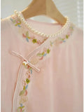 Design Is Super Beautiful, Summer Temperament, Thin Style, New Chinese Style, European Style, European Yarn, Pink Shirt, New Style For Women In 2024-Outfit