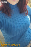 Autumn Winter Long Sleeve Turtleneck Women Sweater Mujer Knitted Thread Pullover Sweater Women Solid Slim Pull Femme