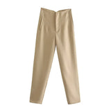 Chic Candy Color Office Professional Mujer Pants Fashion Harajuku All-match Slim High-waist Women's