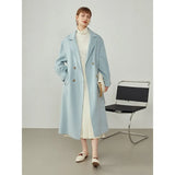 Double Breasted 100% Wool Coat Women Elegant Cashmere Long Winter Coat Female Oversized Vitnage Blend Jacket