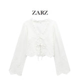Fongt Homemade New Women's Classic Fashion Shang Hollow Embroidered Cotton Top 1268146
