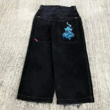 Big Boy Jeans Xinjiajuku Hip-Hop Cartoon Pattern Loosely Embroidered Jeans-Outfit