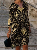 Elegant Floral Print Dress 703-0-Outfit