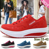 Women Sneakers Height Increasing Summer Breathable Waterproof Wedges Platform Shoes Woman Pu Leather Casual Shoes