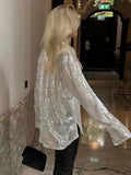Blouses Women Shirt Long Sleeve Top Women Green White Shirt Solid Oversized Shirt Party Club Sexy Outfits Y2K