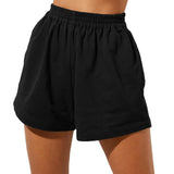 Fongt Summer Women's Tight Waist Loose Broad Legs Solid Color Leisure Sports Shorts