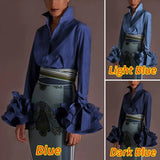 Autumn Women's Blouses Vintage Demin Shirts VONDA 2022 Fashion Pagoda Sleeve Tops Lapel Casual Loose Solid Blusas Femininas