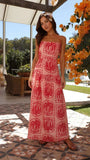 Fongt Years New Sexy Chest Small Fresh Print Lace-Up Long Dress 88107-Outfit