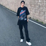 Classic Retro Racing Car Printing T Shirts Men Women Oversized T Shirt Cool Streetwear Couples Summer Tee Y2K Tops