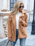 Solid Color Women Winter Spring Loose Warm Coat High Quality Teddy Fleece Button Jacket Female Casual Veste Femme