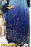 Women Elegant Solid Feather Party Dress Summer Casual Long Sleeve Long Dress Ladies New Fashion Slash Neck Backless Long