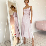 Sexy Side Split A-line Party Dress Spaghetti Strap Deep V neck Solid Elegant Casual Long Dress 2021 Summer Fashion