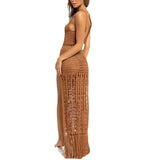 Fongt New Bikini Hooded Hollow With Twisted Swimsuit Jacket Beach Sunscreen Dress Woman