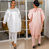 Two 2 Piece Set Women Sexy Bowtie Design Clothing African Dresses for Women Tracksuit Party Tops Pants Suits Fall Summer