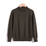 Loose Solid Color Screw Thread Sweaters Commute All-match Half High Collar Autumn Winter Thick Long Sleeve Knitted Jumpers-Outfit