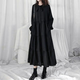 Fongt Orange Tsale Dress Women 2025 Spring New Loose Temperament Retro Black Dress Gentle Wind Chiffon Dress