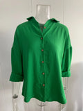 Fongt New Single-Dran Buckle Folding Collar Shirt Burst Lady Solid Color Can Sleeve Top