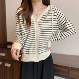 Hooded Sweater 2024 Spring New Casual Long-Sleeved Cardigan Coat Foreign Style Loose Outside Put On The Girl-Outfit