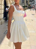 backless mini dress with lacing and back