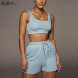 Fashion Casual Soft Cotton Stretch Slim Women Two Piece Set Summer Simple Solid Club Street Home Wear Top and Shorts