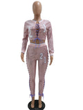 Runway Women's Joggers & Sweatpant Set Two-Piece Suits Shiny Hollow Out Sequins Bandage Matching Set Birthday