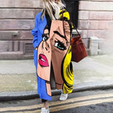 Fongt 2025 Autumn Women's Ebay New Long-Sleeved Clam Coat Print This