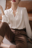 Satin Solid Women's Blouse Loose White Casual Shirt Summer Long Sleeves Elegant Top 2022 New Folds Fashion Female
