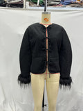 Fongt New Women's Clothing Explosion Hair Spliced Cotton Jacket