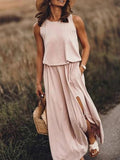 Solid Side Slit Long Maxi