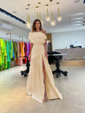 Fongt Summer Women's Fashion Sexy Diagonal Collar Waist Slits Mop The Floor Holiday Wind Solid Color