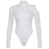 Fongt And Autumn Fashion Slim Design Sense Irregular Off-The-Shoulder High Collar Long Sleeve
