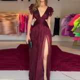 Fongt Summer New Fashion Lace Sleeve Hollow-Out Sexy Perspective Dress-Outfit