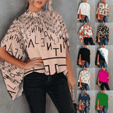 New Women's Fashion Round Collar Loose Bat Sleeve Round Collar Shirt-Outfit