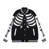 Skeleton Graphic Oversized Varsity Jacket-Outfit