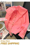 Street Style Solid Color Loose Long Sleeve Single Breasted Shirt 2023 Summer Women Casual Peter pan Collar Blouse