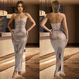Fongt Women's Stylish Solid Color Burning Diamond Sleeveless Dress